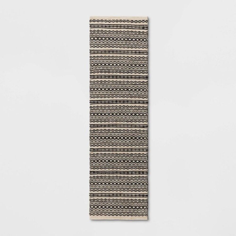 2'x7' Washable Norwalk Stripe Indoor Area Runner Rug - Black/White